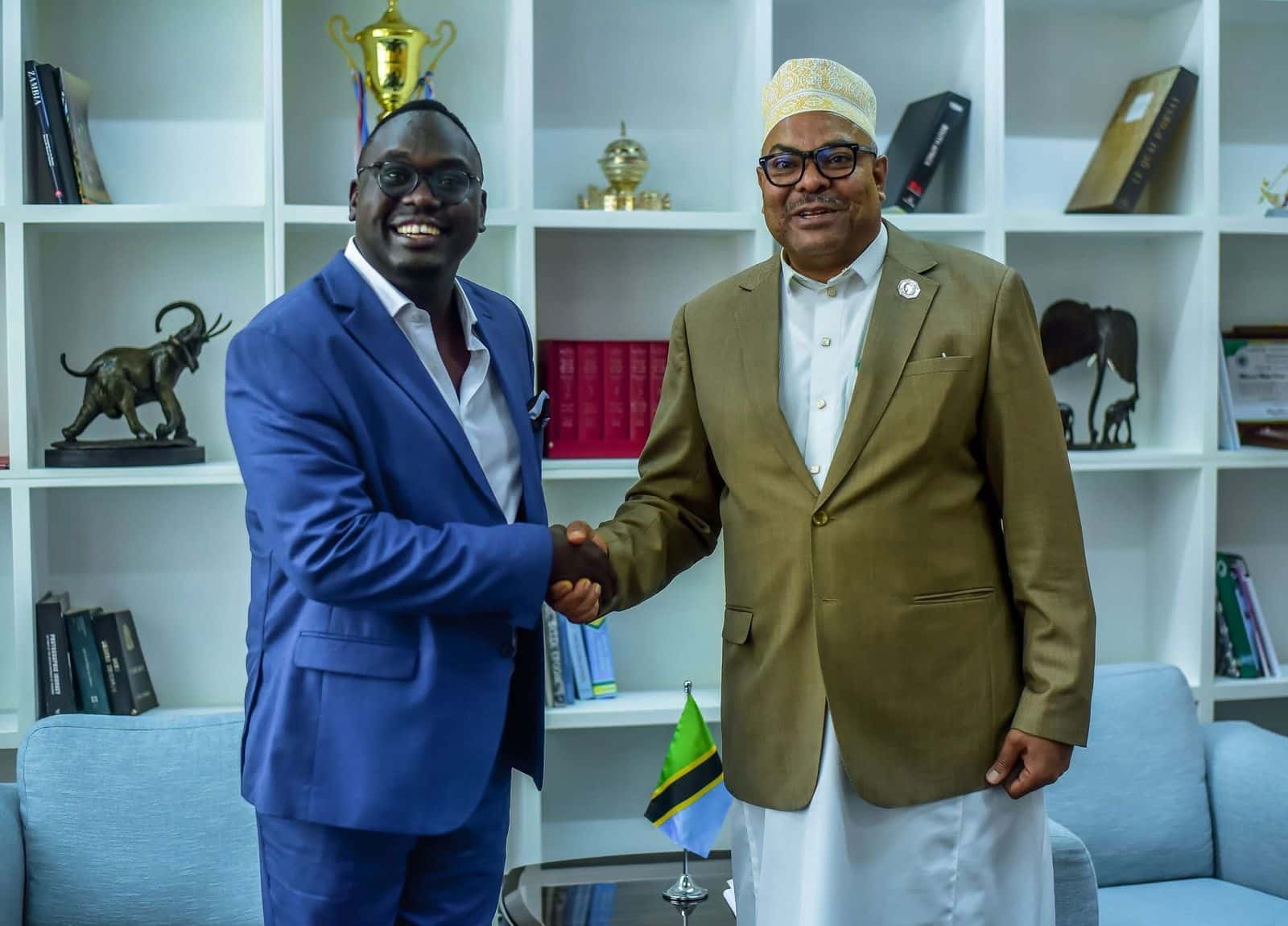 Stephen Ochieng Nyandiare with Tanzanian Foreign Minister Mahmoud Thabit Kombo