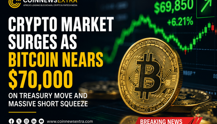 Bitcoin nearing $70,000 as cryptocurrency market surges following Treasury buybacks and short liquidations